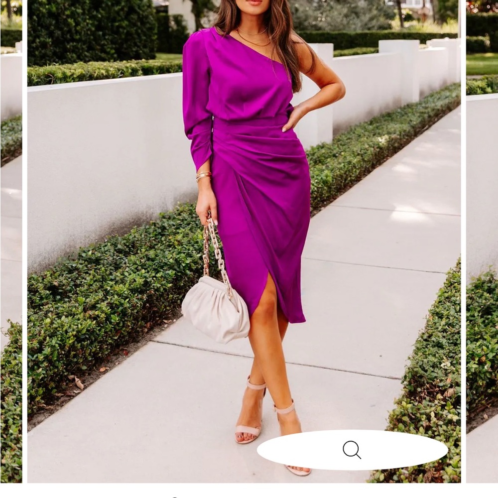 Satin One Shoulder Midi Dress